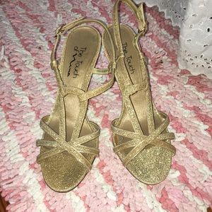 Gold sparkly heels